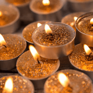 Golden candles lit